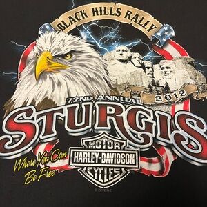 Harley-Davidson VTG Men’s T Shirt Size XL Black Hills 2012 Sturgis Rally Biker